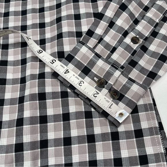 Dickies Shirt Button Plaid Black White Grey Long Sleeve Cotton Outdoor Work - Picture 12 of 16